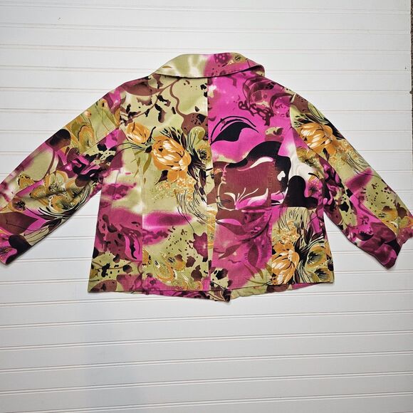 Vintage Floral Jacket Women’s Large Retro Button-Up Lightweight Spring Coat - Picture 4 of 7